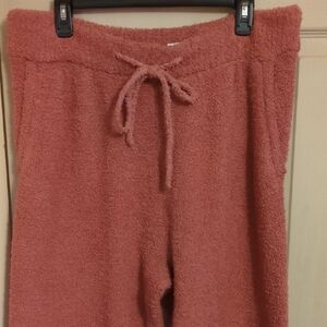 NWT Abercrombie Fitch XL Dusty Pink Teddy Jogger Sweatpants w/Pockets.